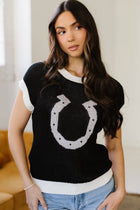 Western Horseshoe Short Sleeve Sweater