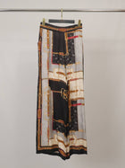 Flowing satin trousers -Equestrian bits pattern