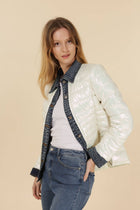 Metallic and Denim Jean jacket: Navy Blue