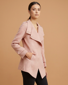 Wool Blend Blush Pink Moto Elegant Coat