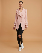 Wool Blend Blush Pink Moto Elegant Coat