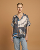 Printed Satin Tunic with a Flowing Cut