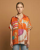 Printed Satin Tunic with a Flowing Cut
