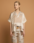 Printed Satin Tunic with a Flowing Cut