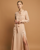 Maxi Shirt Dress - Champagne
