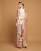 Wide equestrian print pants in viscose and silk - Yellow