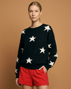 Star Accent Crew Neck Long Sleeve Knitted Sweater - Taupe
