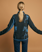 Equestrian Blue / Black Trotter Reversible Zipper Sweater